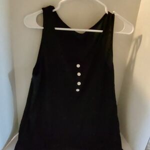 Black Women's Tank Top with Button Accent